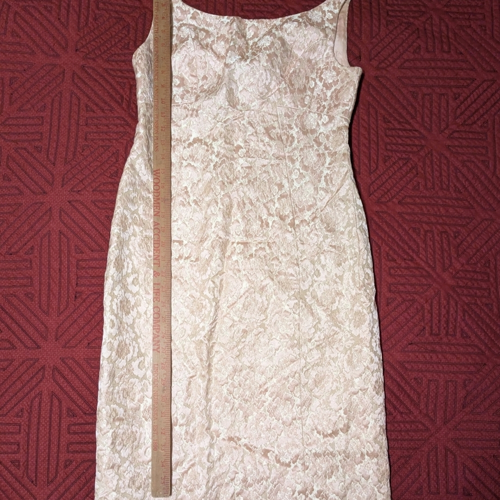 VINTAGE CUSTOM Sheath Dress, Elegant Pink and Cream Textured Floral
